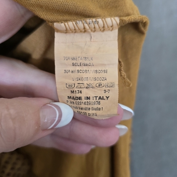 Mico K Italian Silk Tiered Midi Dress Long Sleeve Size M Linned Diamond Print - Picture 5 of 5